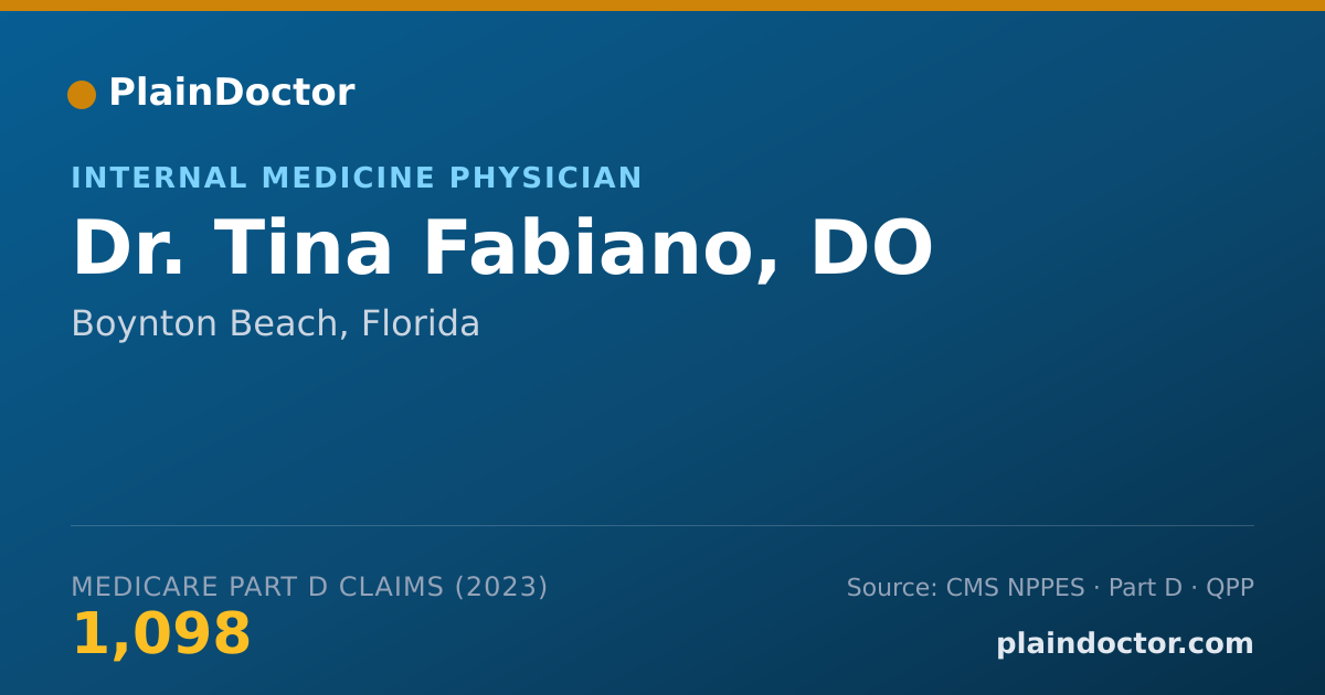 Shareable card for Tina Fabiano, DO - Internal Medicine Physician, Boynton Beach, FL