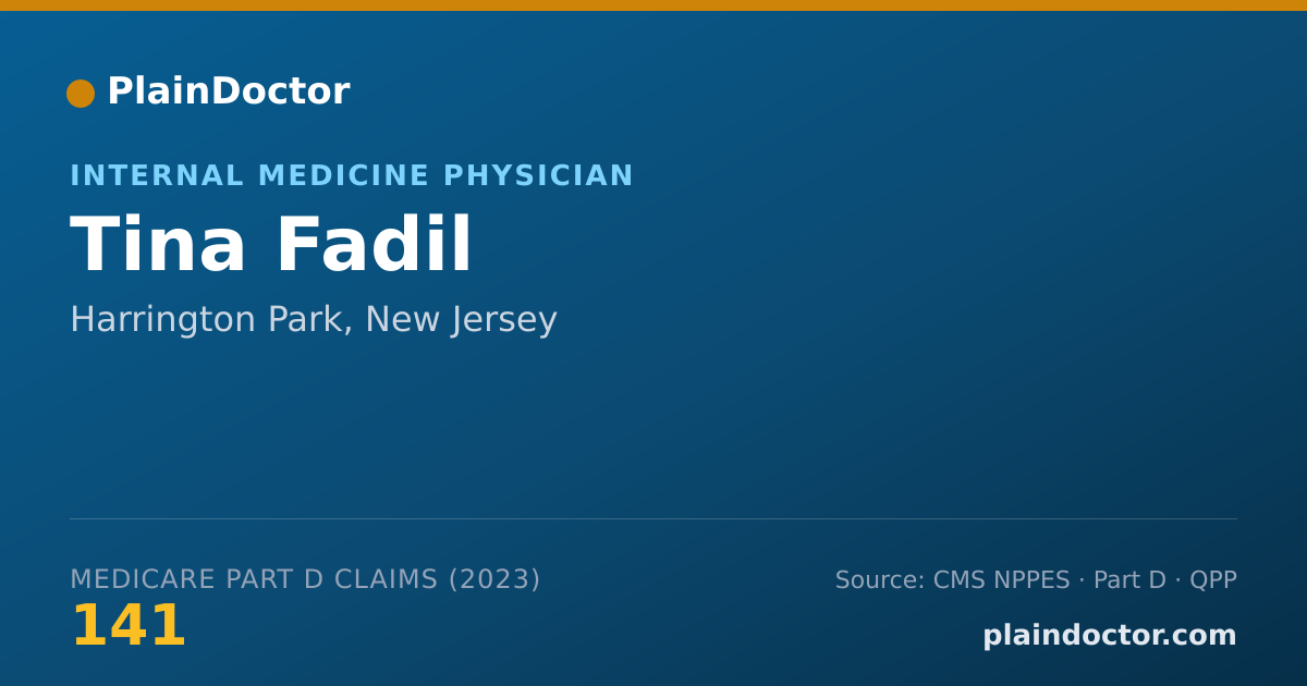 Shareable card for Tina Fadil - Internal Medicine Physician, Harrington Park, NJ