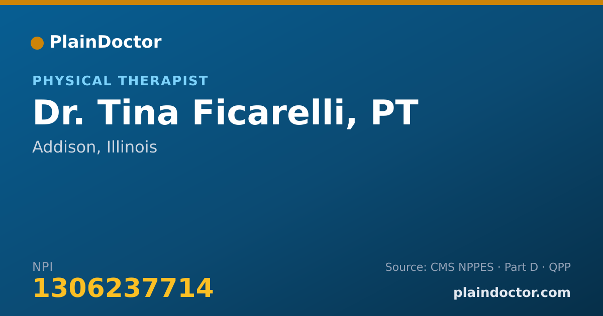 Shareable card for Tina Ficarelli, PT - Physical Therapist, Addison, IL