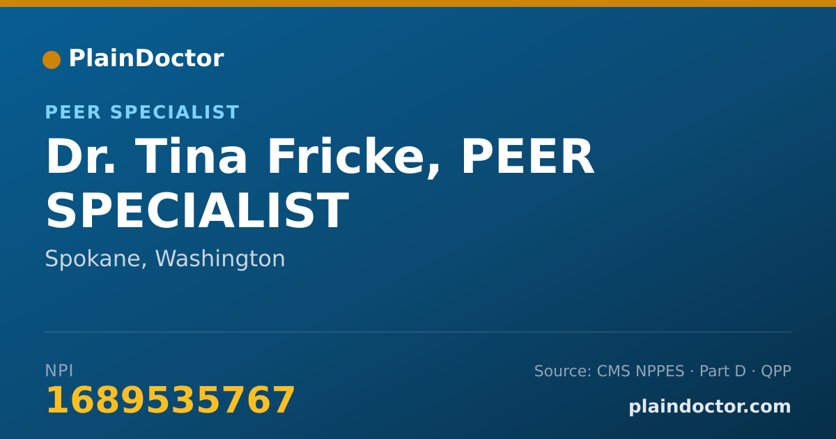 Shareable card for Tina Fricke, PEER SPECIALIST - Peer Specialist, Spokane, WA
