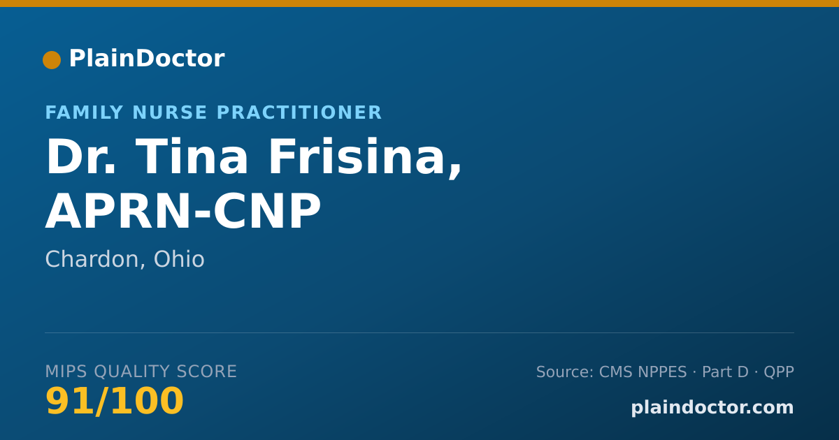 Shareable card for Tina Frisina, APRN-CNP - Family Nurse Practitioner, Chardon, OH