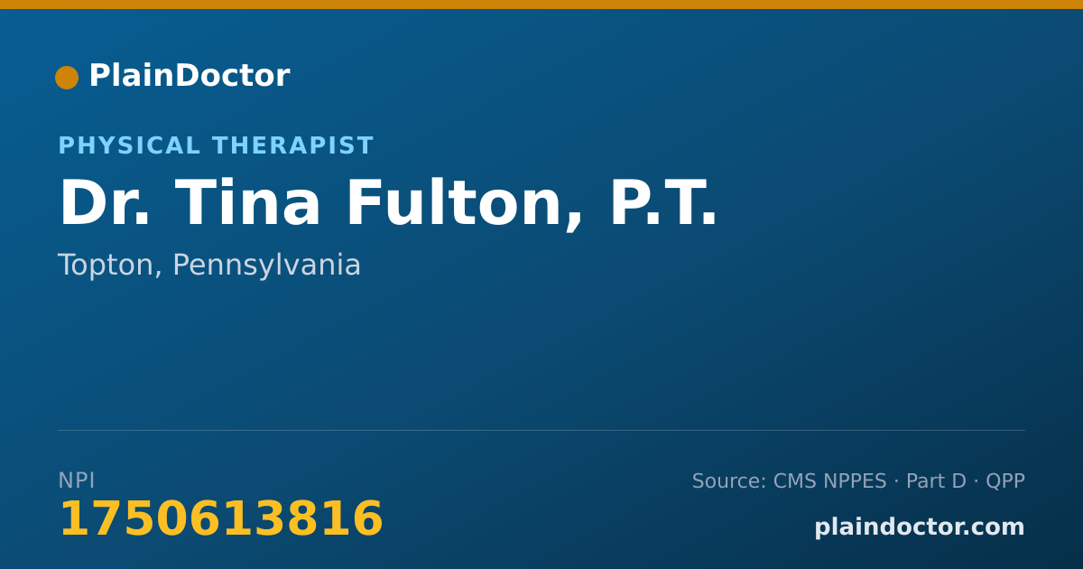 Shareable card for Tina Fulton, P.T. - Physical Therapist, Topton, PA