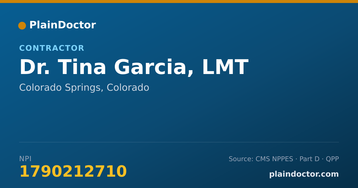 Shareable card for Tina Garcia, LMT - Contractor, Colorado Springs, CO