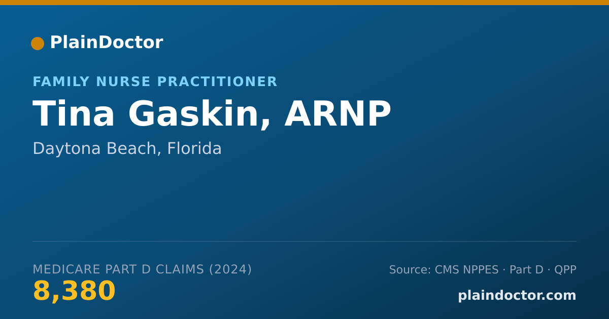 Shareable card for Tina Gaskin, ARNP - Family Nurse Practitioner, Daytona Beach, FL