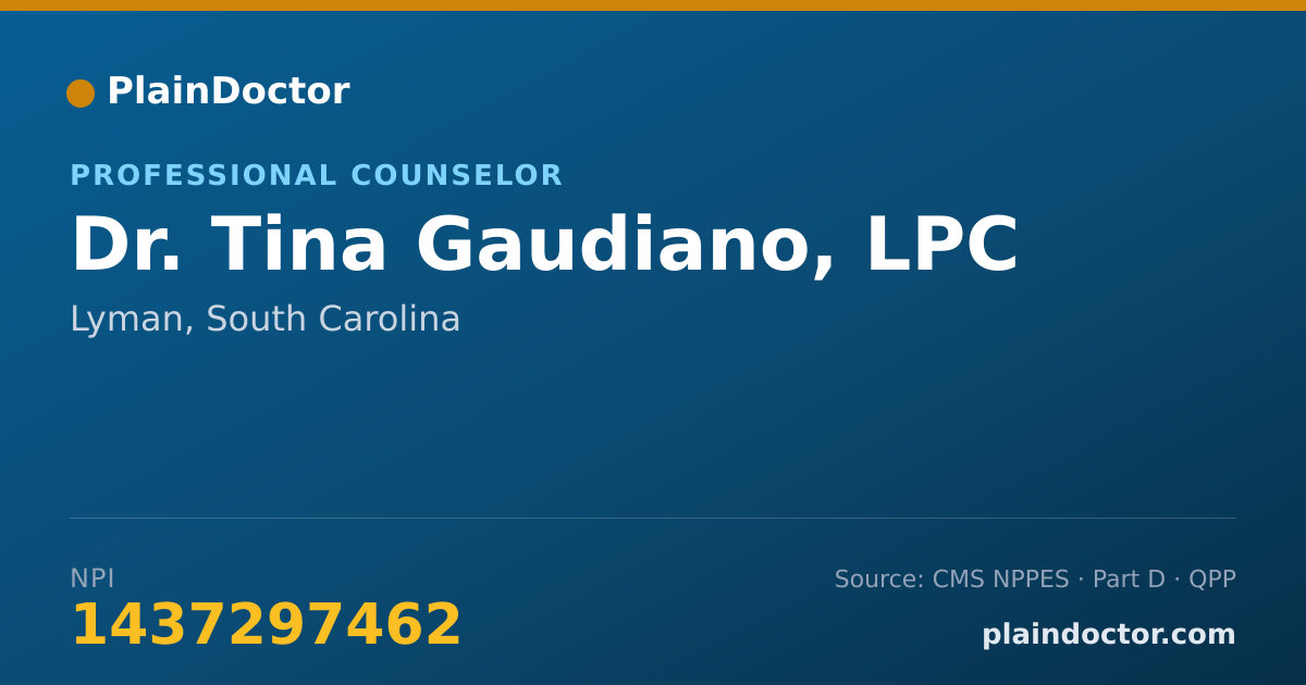 Shareable card for Tina Gaudiano, LPC - Professional Counselor, Lyman, SC