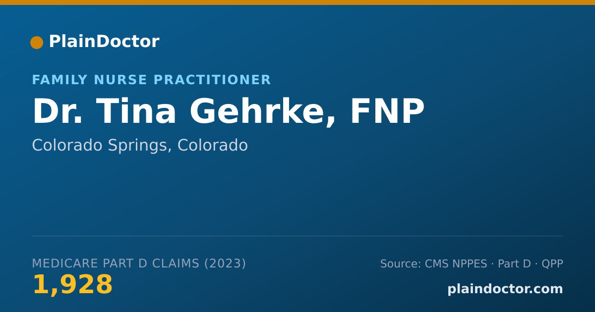 Shareable card for Tina Gehrke, FNP - Family Nurse Practitioner, Colorado Springs, CO