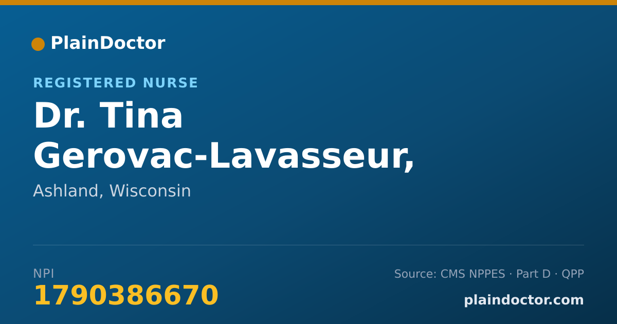 Shareable card for Tina Gerovac-Lavasseur, DNP, RN - Registered Nurse, Ashland, WI