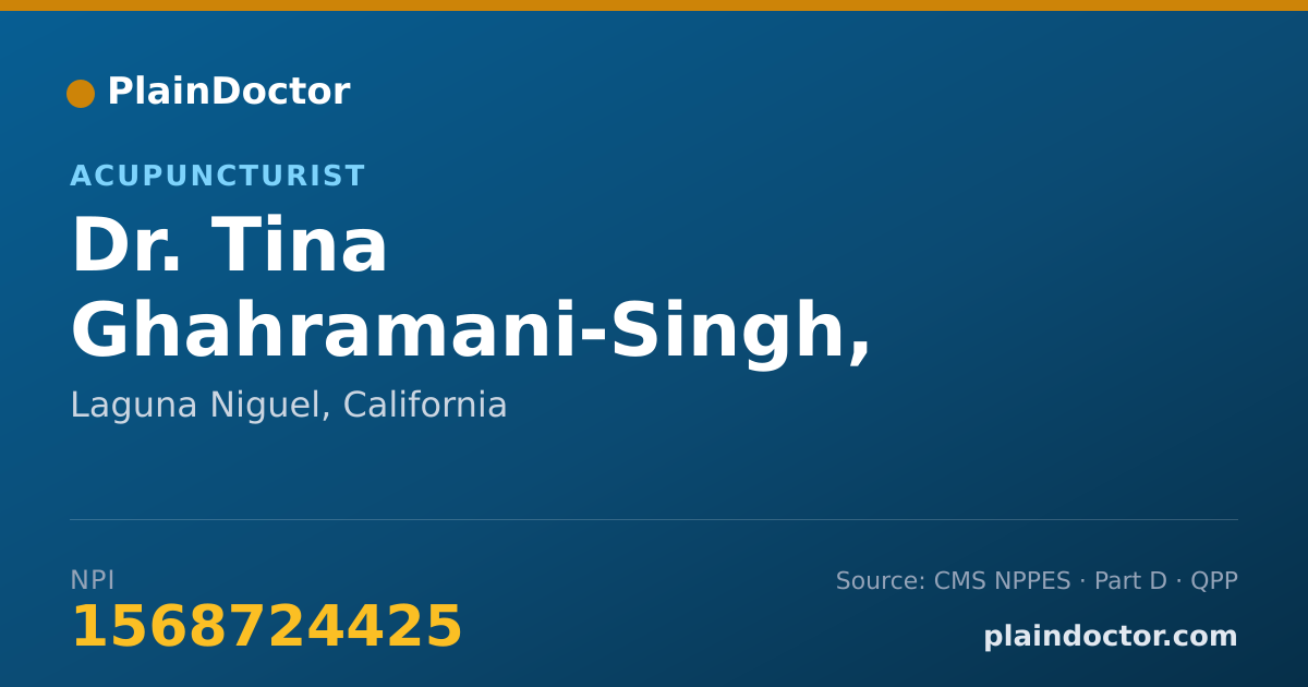 Shareable card for Tina Ghahramani-Singh, L.AC. - Acupuncturist, Laguna Niguel, CA