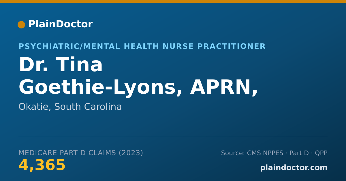 Shareable card for Tina Goethie-Lyons, APRN, MSN, FNP-BC - Psychiatric/Mental Health Nurse Practitioner, Okatie, SC
