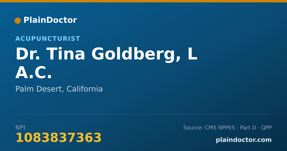 Shareable card for Tina Goldberg, L  A.C. - Acupuncturist, Palm Desert, CA