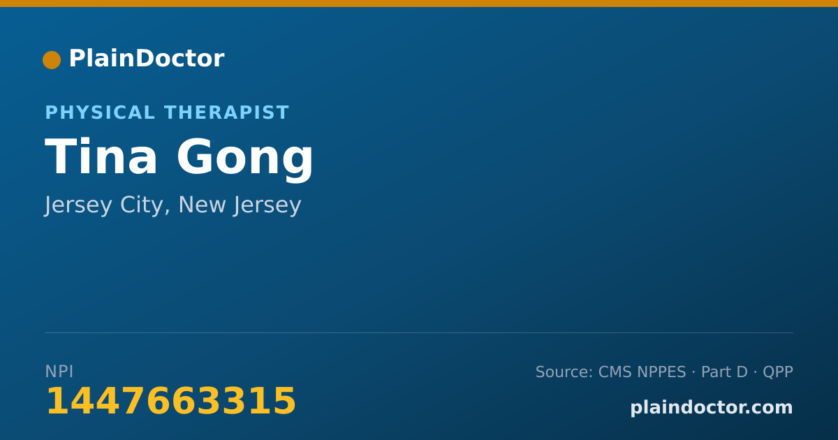 Shareable card for Tina Gong - Physical Therapist, Jersey City, NJ