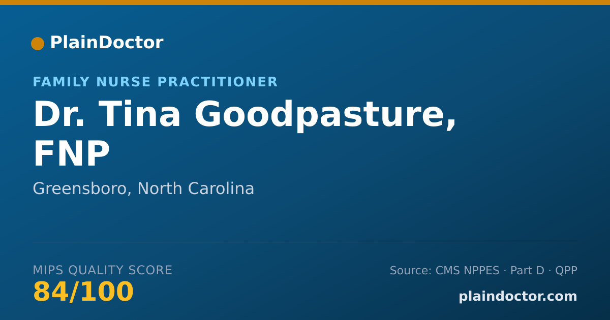 Shareable card for Tina Goodpasture, FNP - Family Nurse Practitioner, Greensboro, NC