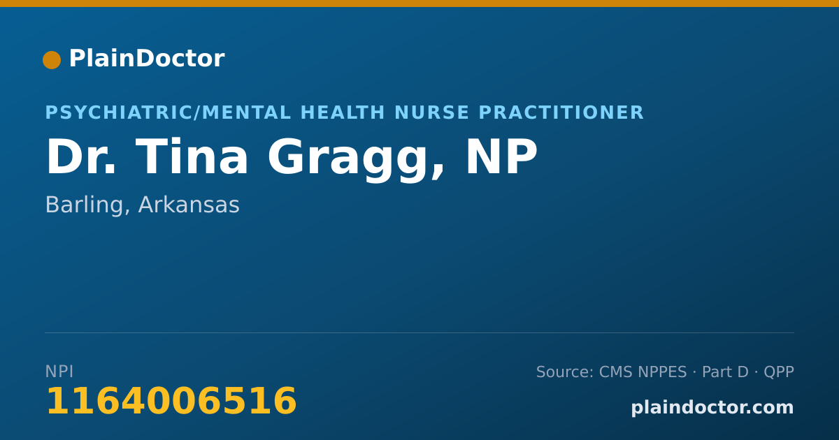 Shareable card for Tina Gragg, NP - Psychiatric/Mental Health Nurse Practitioner, Barling, AR