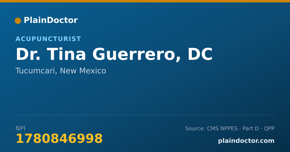 Shareable card for Tina Guerrero, DC - Acupuncturist, Tucumcari, NM