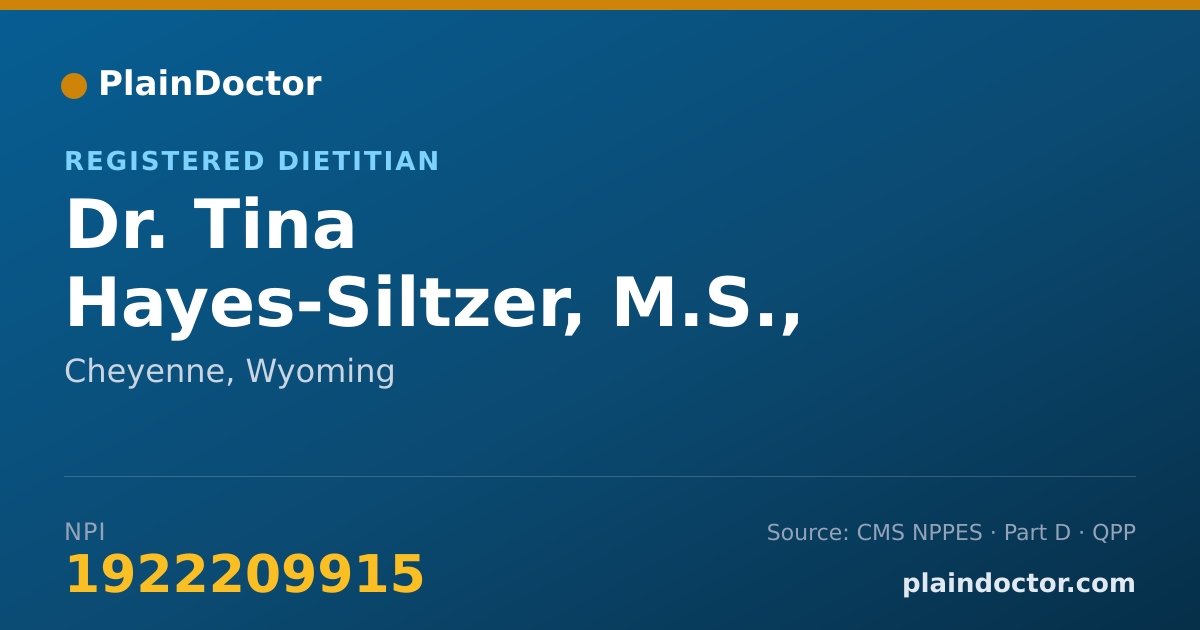 Shareable card for Tina Hayes-Siltzer, M.S., R.D., L.D. - Registered Dietitian, Cheyenne, WY