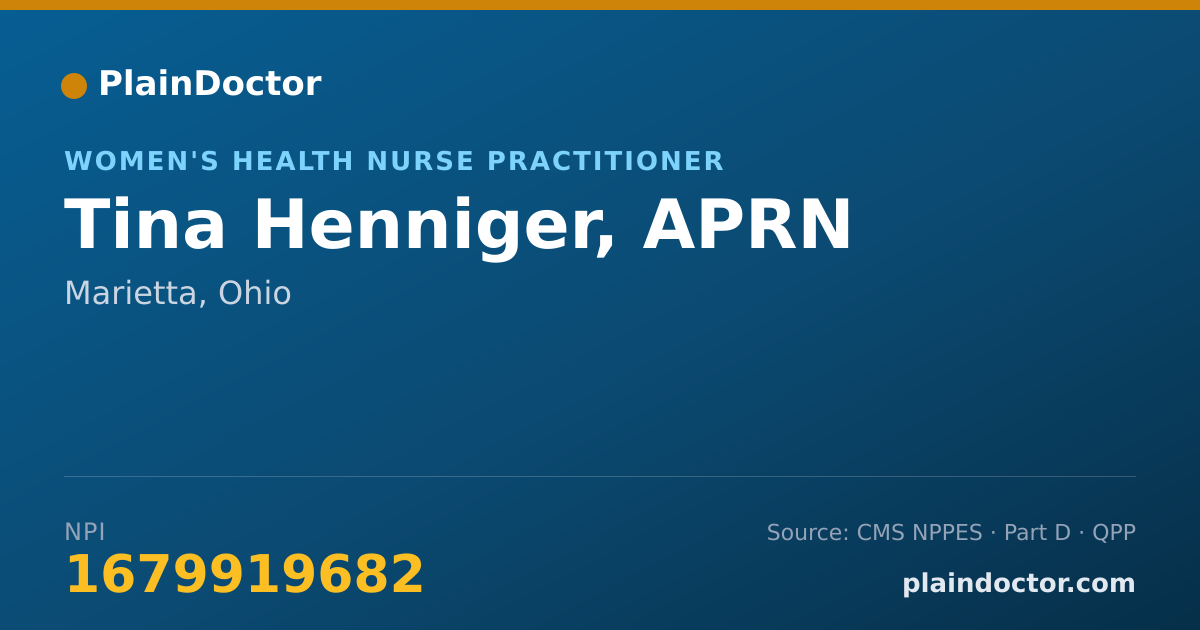 Shareable card for Tina Henniger, APRN - Women's Health Nurse Practitioner, Marietta, OH