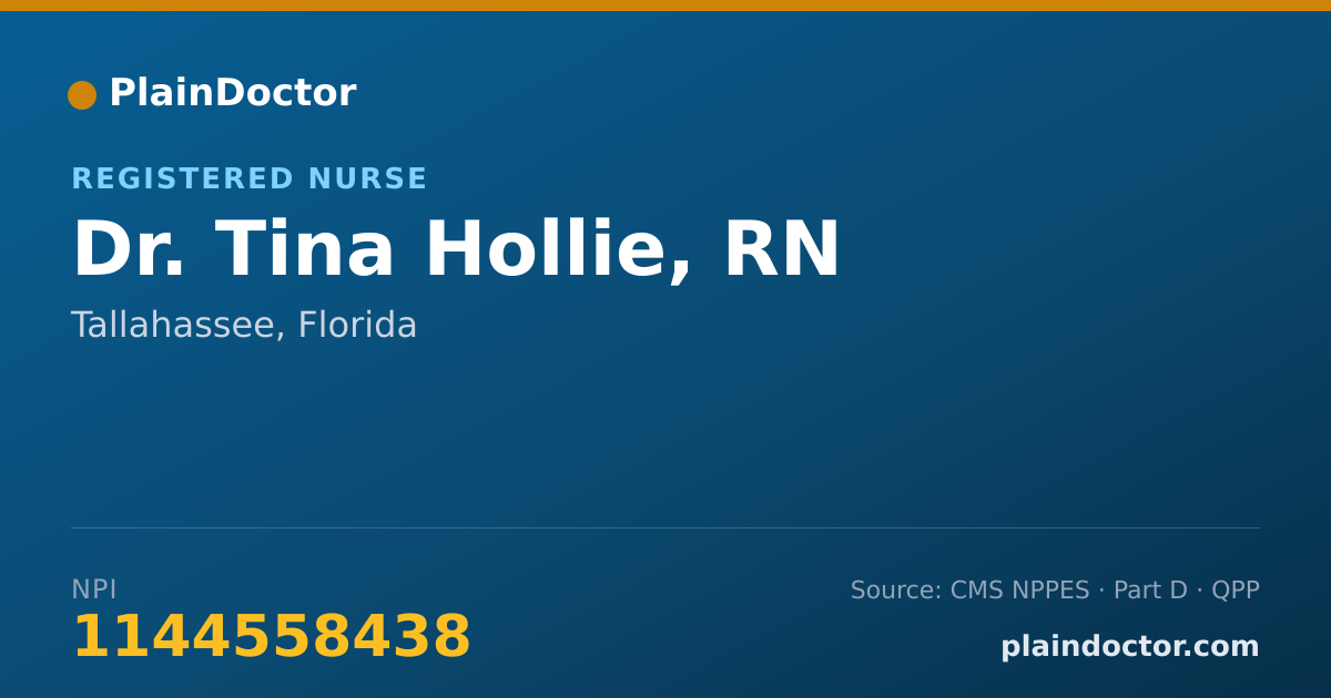 Shareable card for Tina Hollie, RN - Registered Nurse, Tallahassee, FL