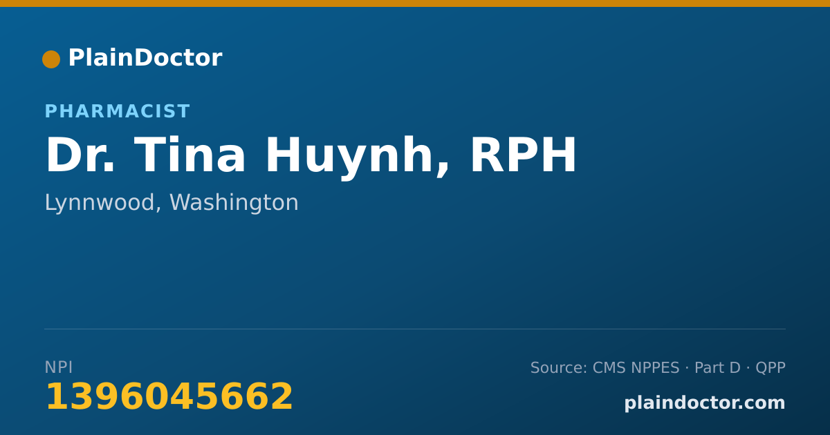 Shareable card for Tina Huynh, RPH - Pharmacist, Lynnwood, WA