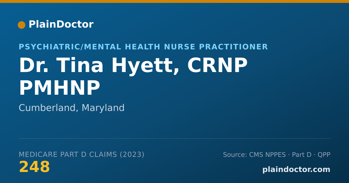 Shareable card for Tina Hyett, CRNP PMHNP - Psychiatric/Mental Health Nurse Practitioner, Cumberland, MD