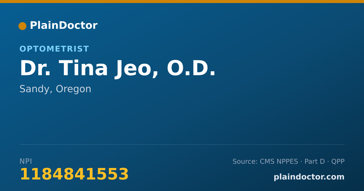 Shareable card for Tina Jeo, O.D. - Optometrist, Sandy, OR
