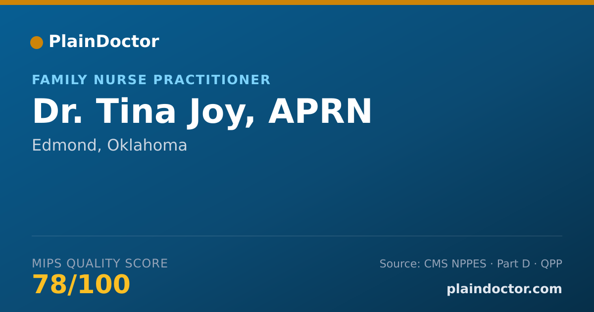 Shareable card for Tina Joy, APRN - Family Nurse Practitioner, Edmond, OK