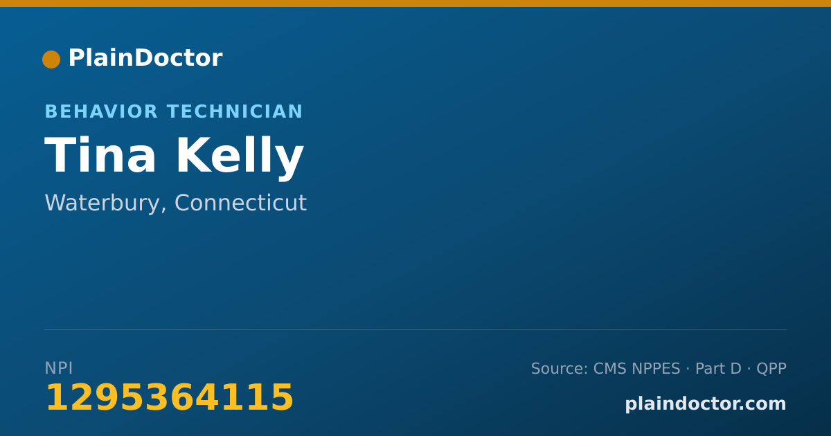 Shareable card for Tina Kelly - Behavior Technician, Waterbury, CT