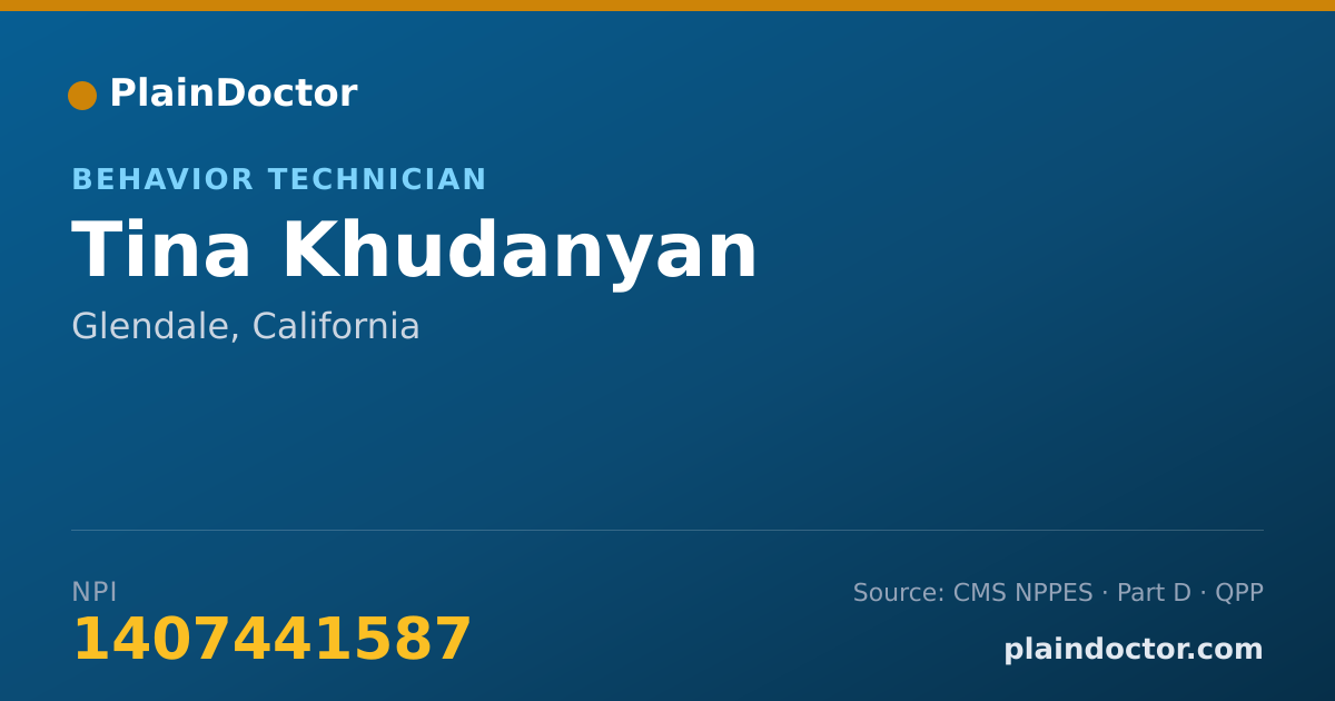 Shareable card for Tina Khudanyan - Behavior Technician, Glendale, CA