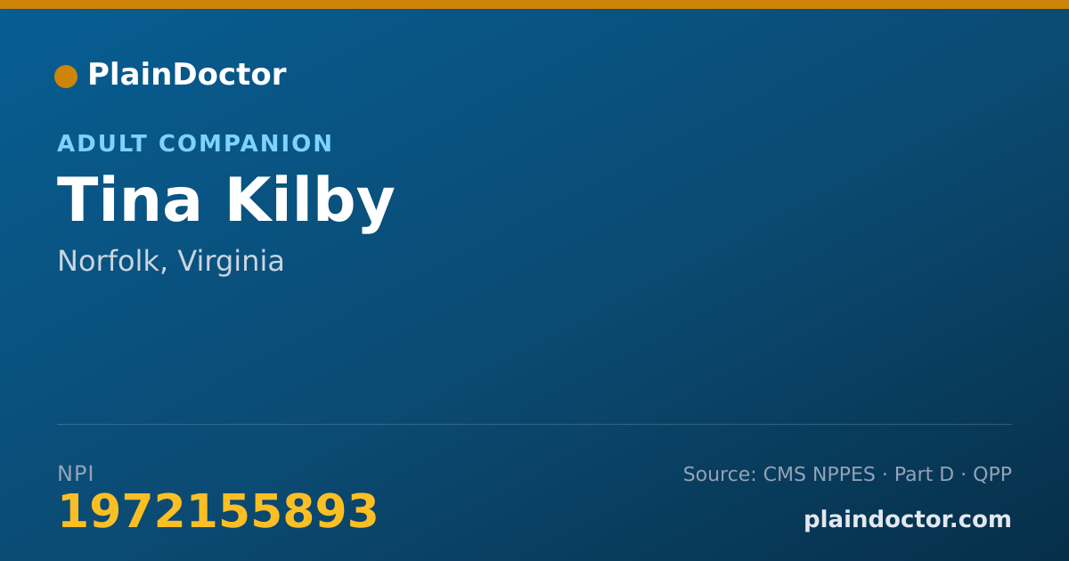 Shareable card for Tina Kilby - Adult Companion, Norfolk, VA