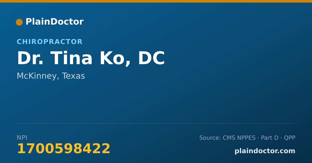 Shareable card for Tina Ko, DC - Chiropractor, McKinney, TX