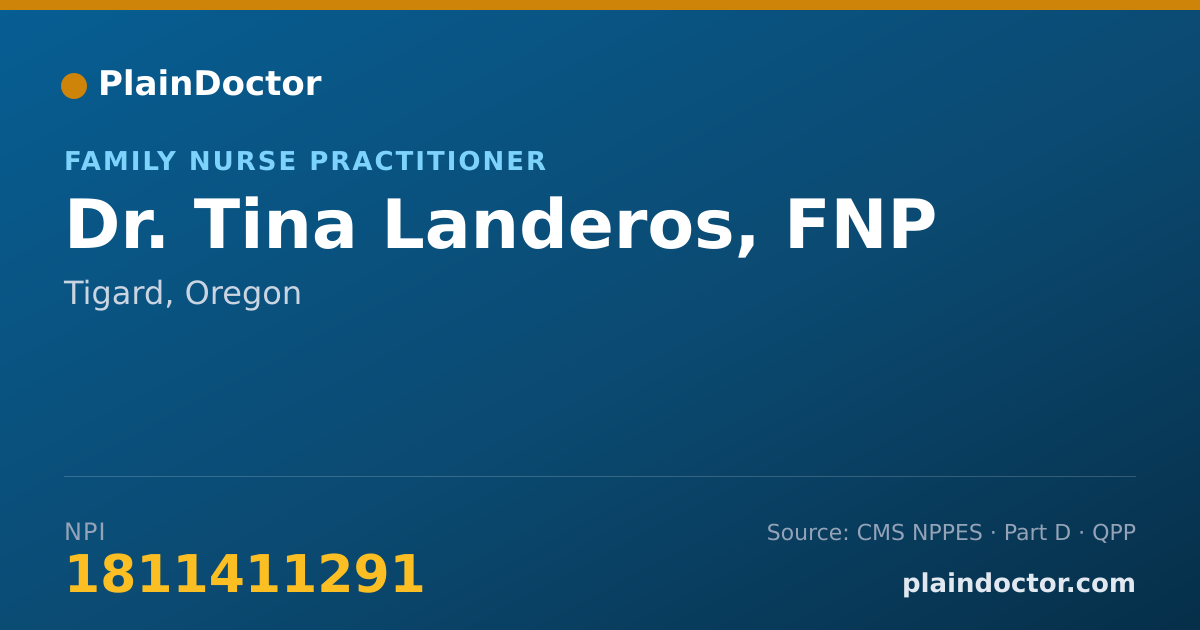 Shareable card for Tina Landeros, FNP - Family Nurse Practitioner, Tigard, OR