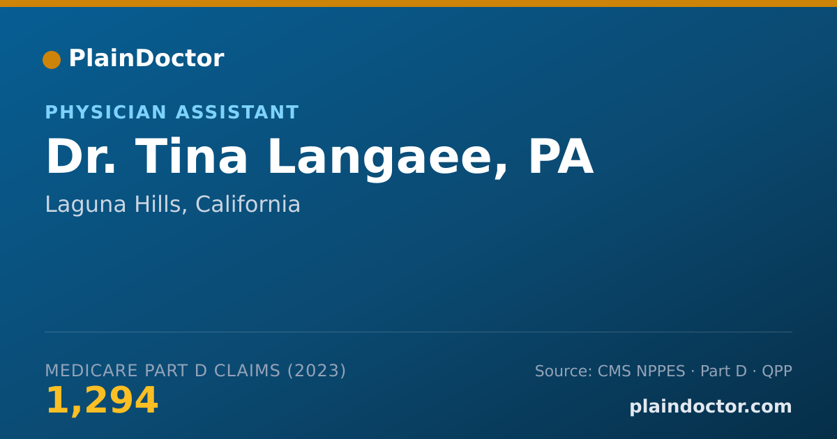 Shareable card for Tina Langaee, PA - Physician Assistant, Laguna Hills, CA