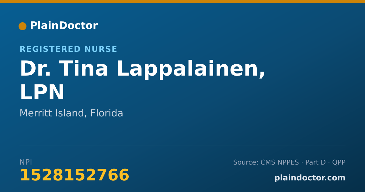 Shareable card for Tina Lappalainen, LPN - Registered Nurse, Merritt Island, FL