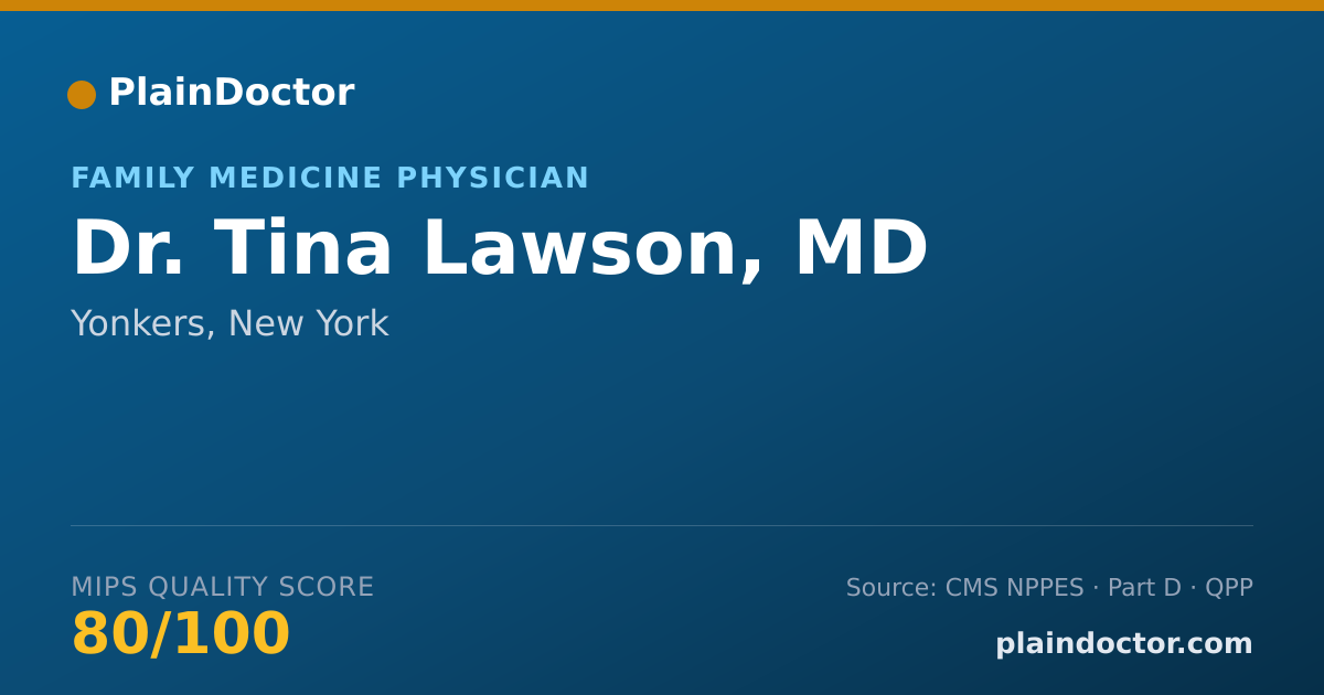 Shareable card for Tina Lawson, MD - Family Medicine Physician, Yonkers, NY