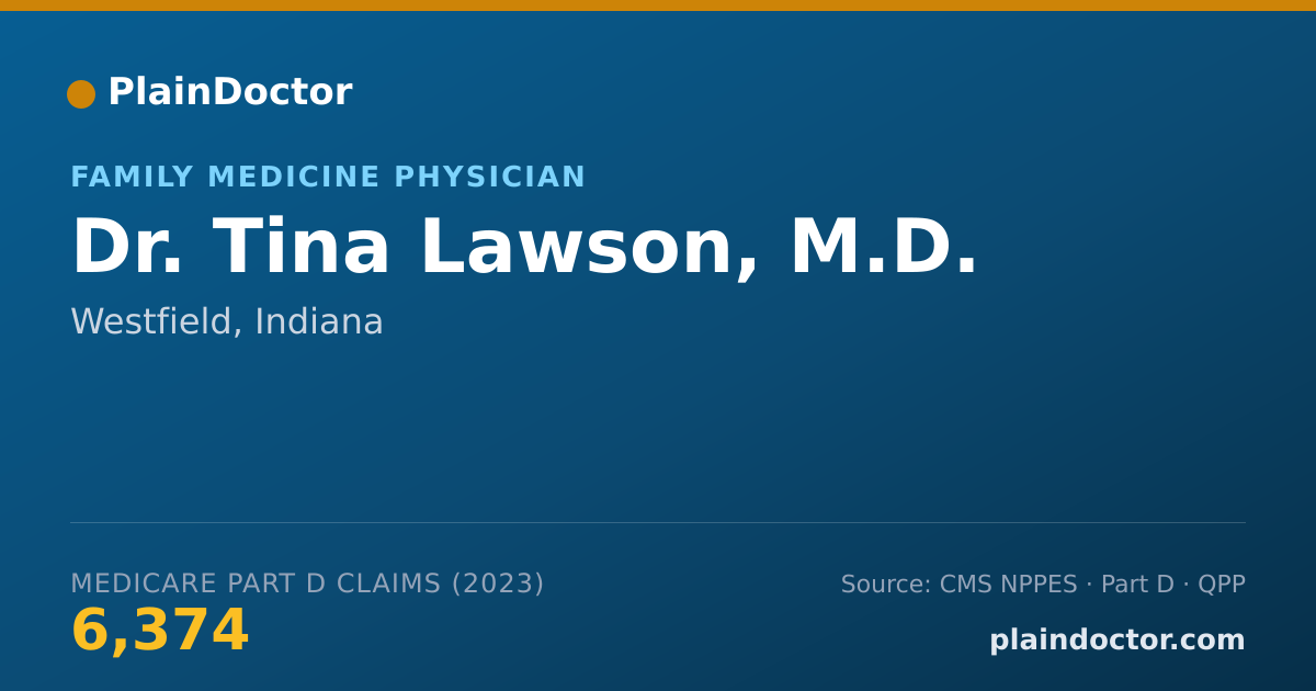 Shareable card for Tina Lawson, M.D. - Family Medicine Physician, Westfield, IN