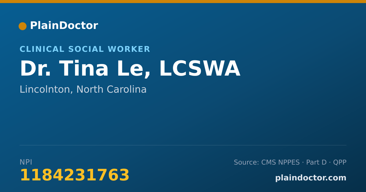 Shareable card for Tina Le, LCSWA - Clinical Social Worker, Lincolnton, NC