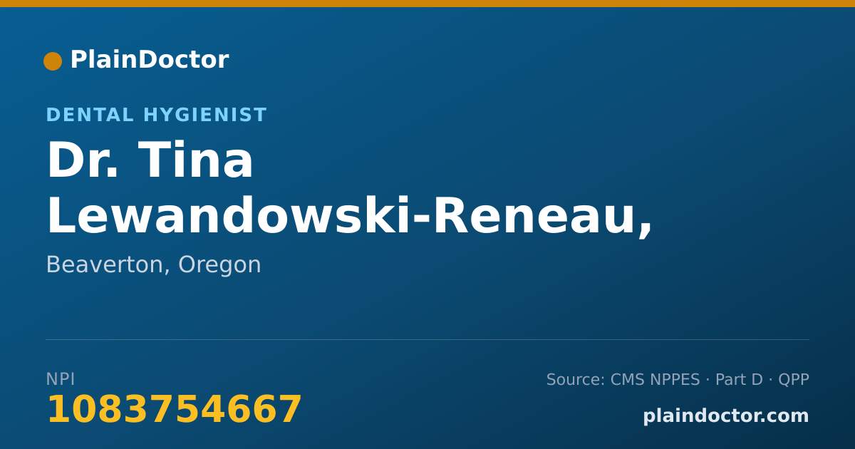 Shareable card for Tina Lewandowski-Reneau, R.D.H. - Dental Hygienist, Beaverton, OR