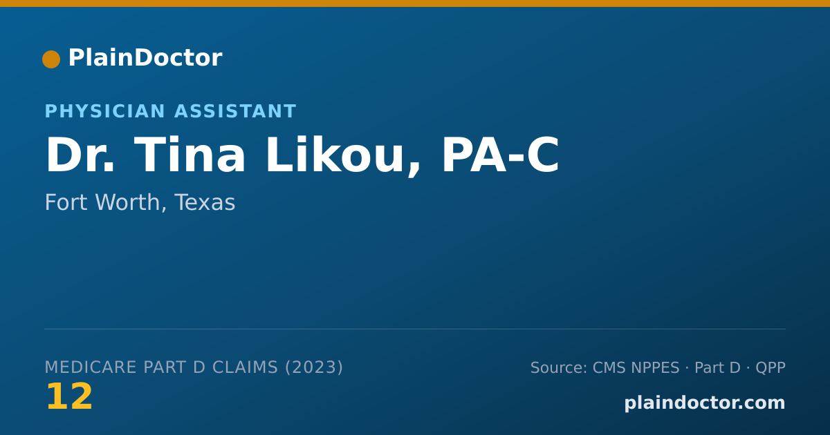 Shareable card for Tina Likou, PA-C - Physician Assistant, Fort Worth, TX