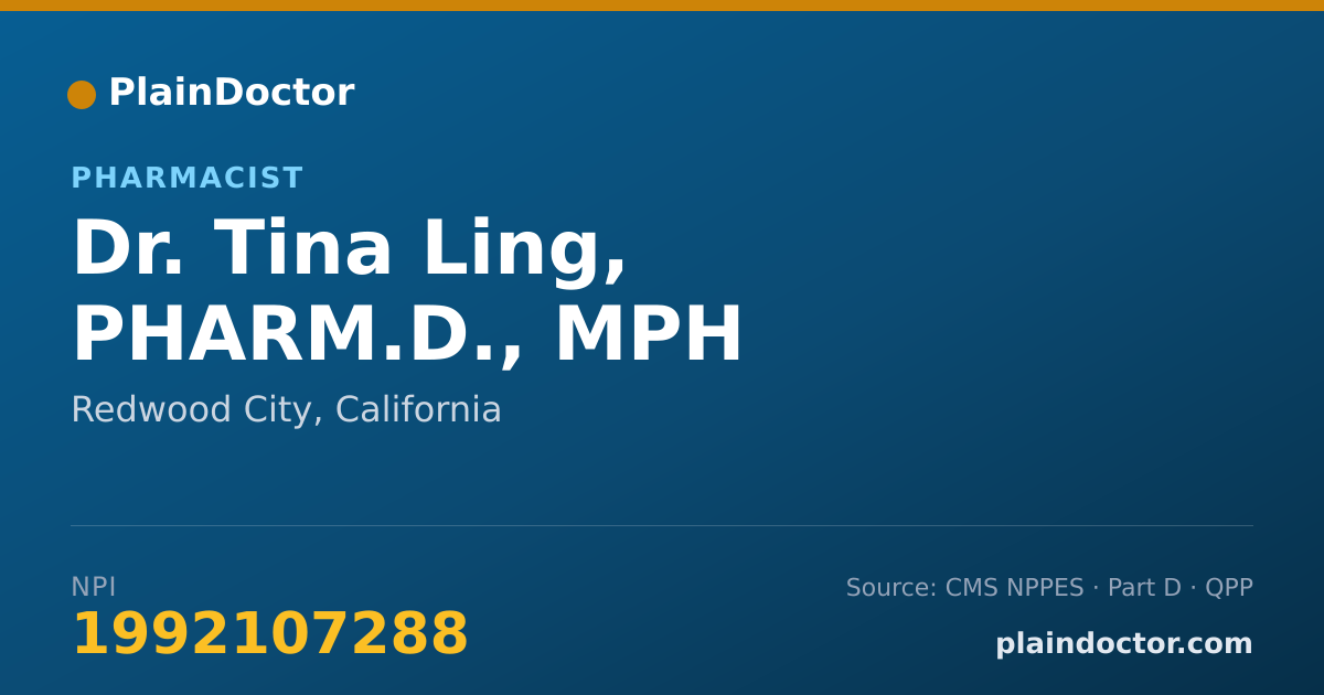 Shareable card for Tina Ling, PHARM.D., MPH - Pharmacist, Redwood City, CA