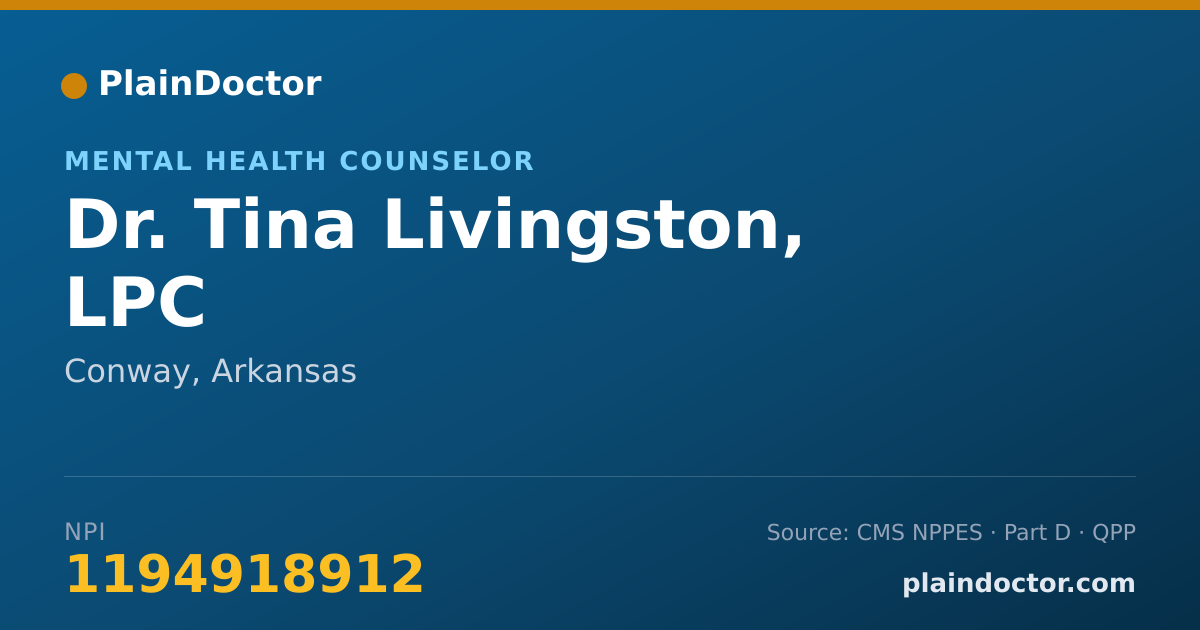 Shareable card for Tina Livingston, LPC - Mental Health Counselor, Conway, AR