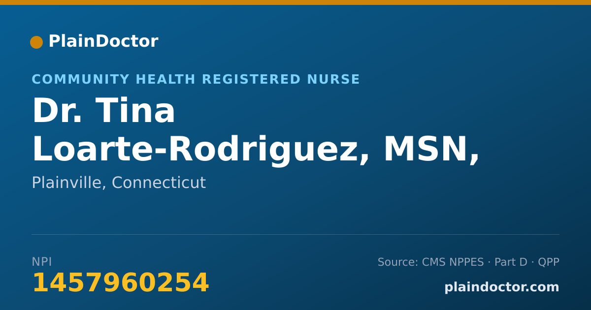 Shareable card for Tina Loarte-Rodriguez, MSN, RN, CIC, CPPS - Community Health Registered Nurse, Plainville, CT