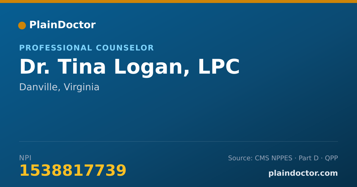 Shareable card for Tina Logan, LPC - Professional Counselor, Danville, VA