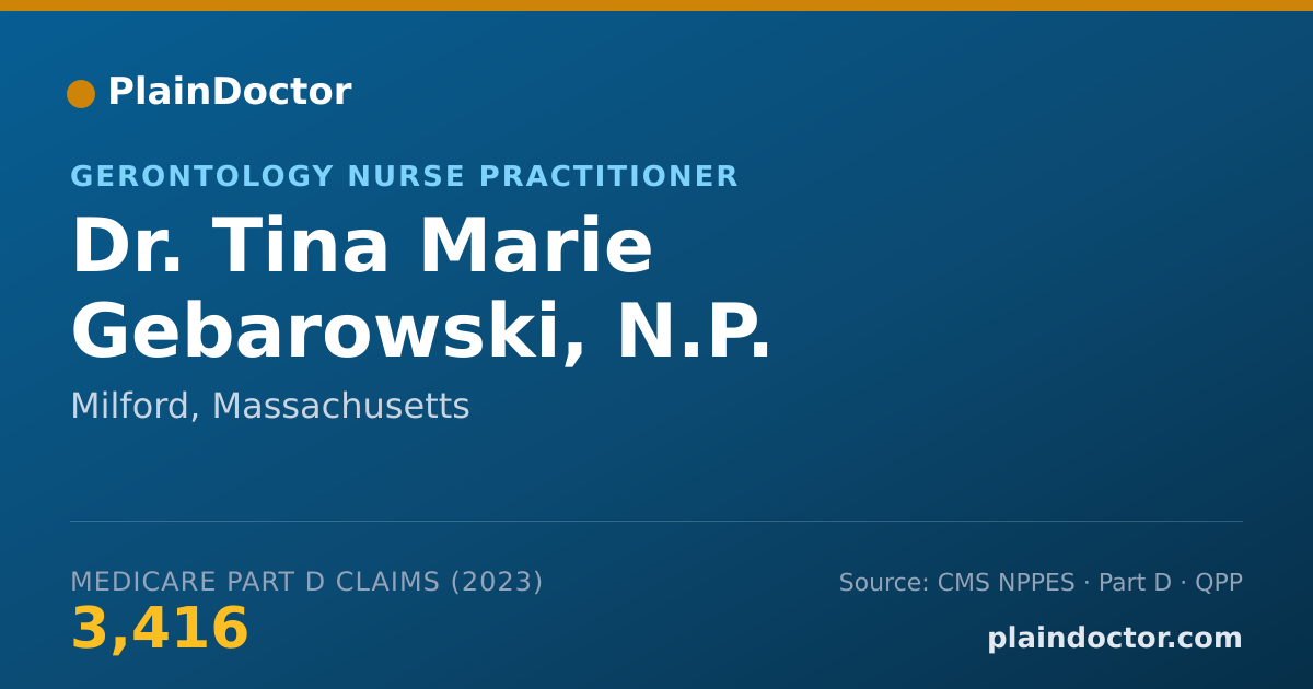 Shareable card for Tina Marie Gebarowski, N.P. - Gerontology Nurse Practitioner, Milford, MA