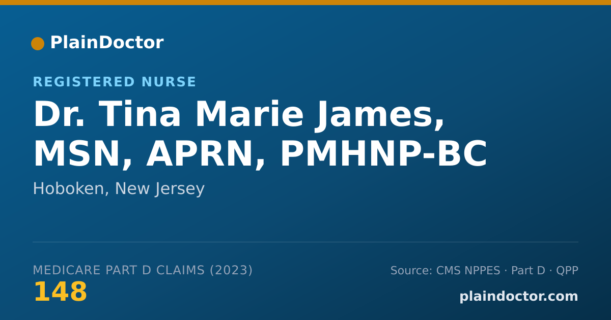 Shareable card for Tina Marie James, MSN, APRN, PMHNP-BC - Registered Nurse, Hoboken, NJ