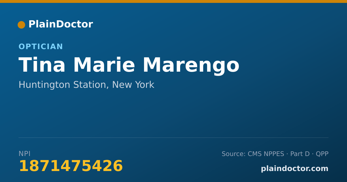 Shareable card for Tina Marie Marengo - Optician, Huntington Station, NY