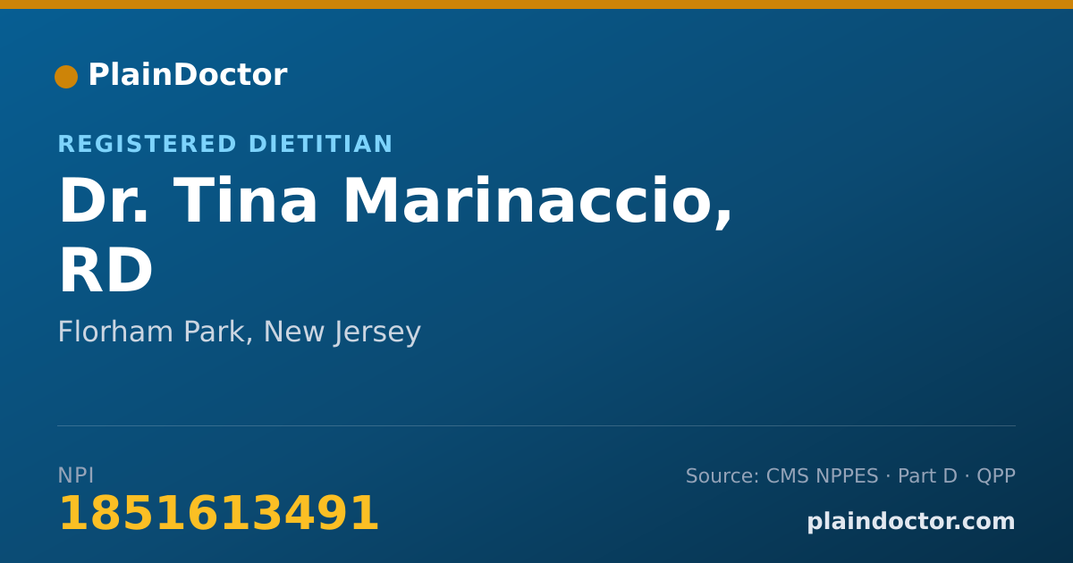 Shareable card for Tina Marinaccio, RD - Registered Dietitian, Florham Park, NJ
