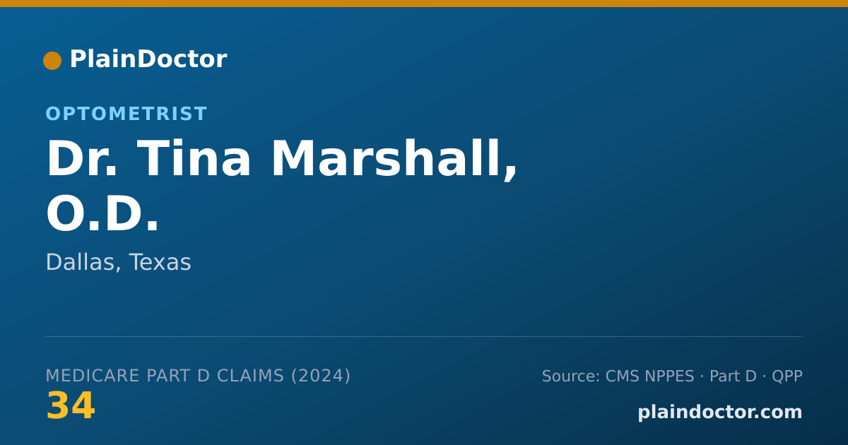 Shareable card for Tina Marshall, O.D. - Optometrist, Dallas, TX