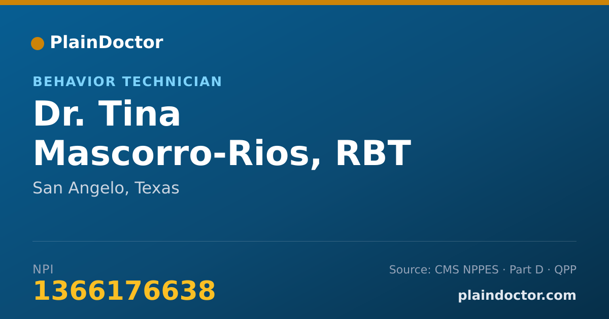 Shareable card for Tina Mascorro-Rios, RBT - Behavior Technician, San Angelo, TX