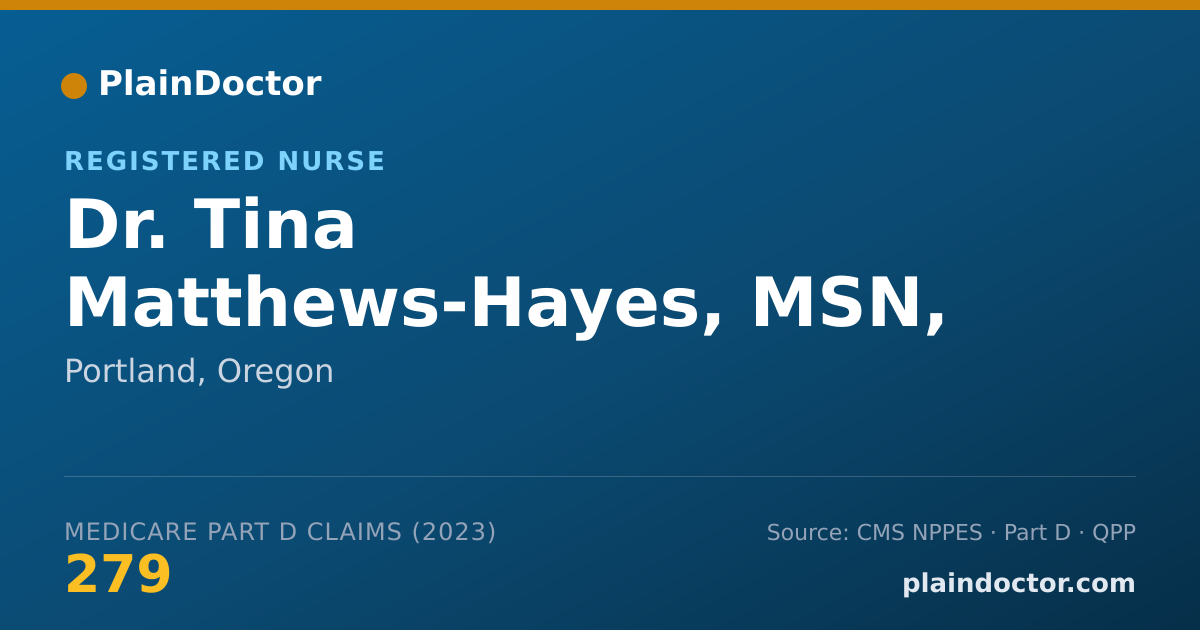 Shareable card for Tina Matthews-Hayes, MSN, PMHNP-BC, FNP-C - Registered Nurse, Portland, OR