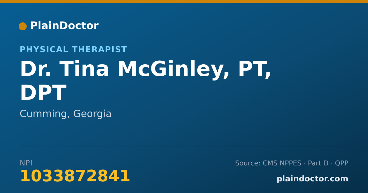 Shareable card for Tina McGinley, PT, DPT - Physical Therapist, Cumming, GA