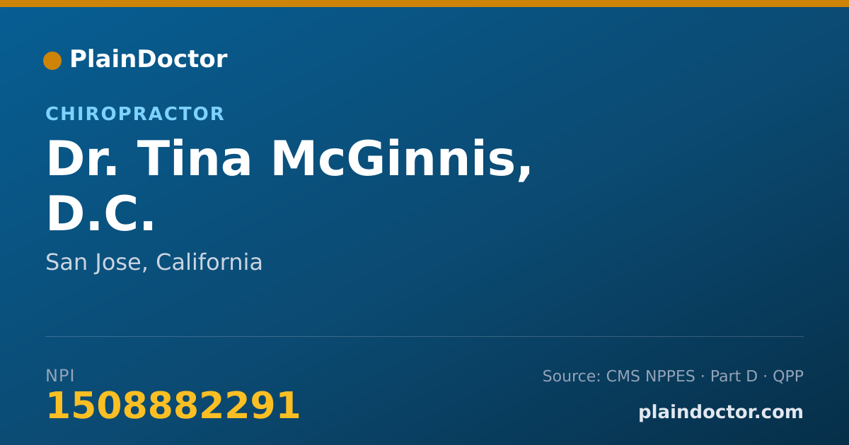 Shareable card for Tina McGinnis, D.C. - Chiropractor, San Jose, CA